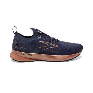 Brooks Levitate StealthFit 5 Womens Road Running Shoes Navy/Gold | USA-DVW831094